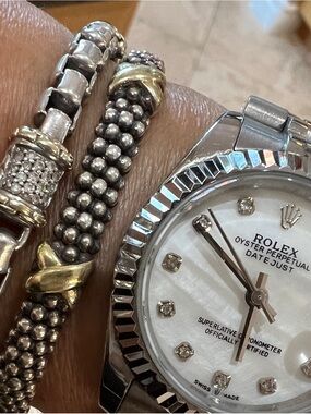 LAGOS Two-Tone Three Station Caviar X Bracelet